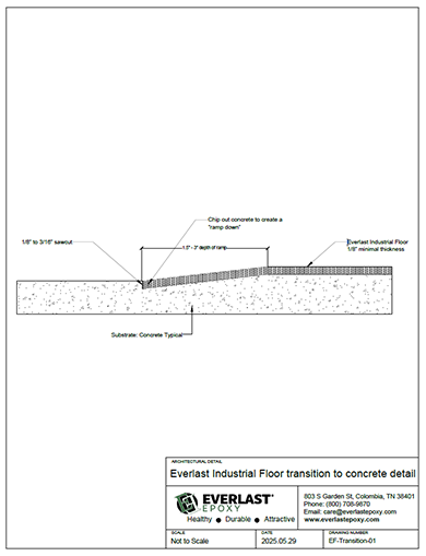 Everlast Industrial Floor transition to concrete detail