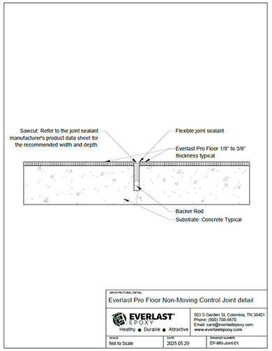 Everlast Pro Floor Non-Moving Control Joint detail